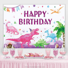 Lofaris Watercolor Dinosaur Birthday Party Backdrop For Kids