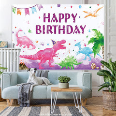 Lofaris Watercolor Dinosaur Birthday Party Backdrop For Kids