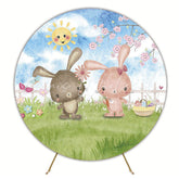 Watercolor Easter Round Backdrop for Spring Celebration