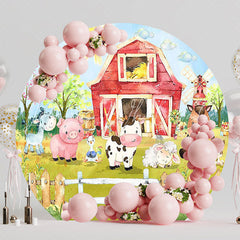 Watercolor Farmhouse Fence Round Backdrop for Outdoor Event