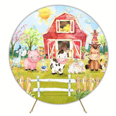 Watercolor Farmhouse Fence Round Backdrop for Outdoor Event