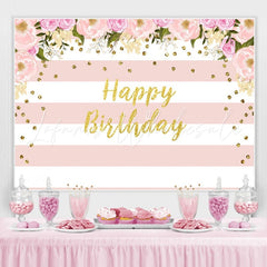Lofaris Watercolor Flower Pink Floral Happy Birthday Backdrop