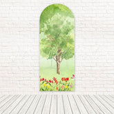 Watercolor Forest Tree Arch Backdrop for Nature-Inspired Party Themes