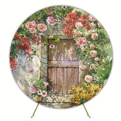 Watercolor Garden House Round Backdrop for Spring Event
