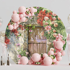 Watercolor Garden House Round Backdrop for Spring Event