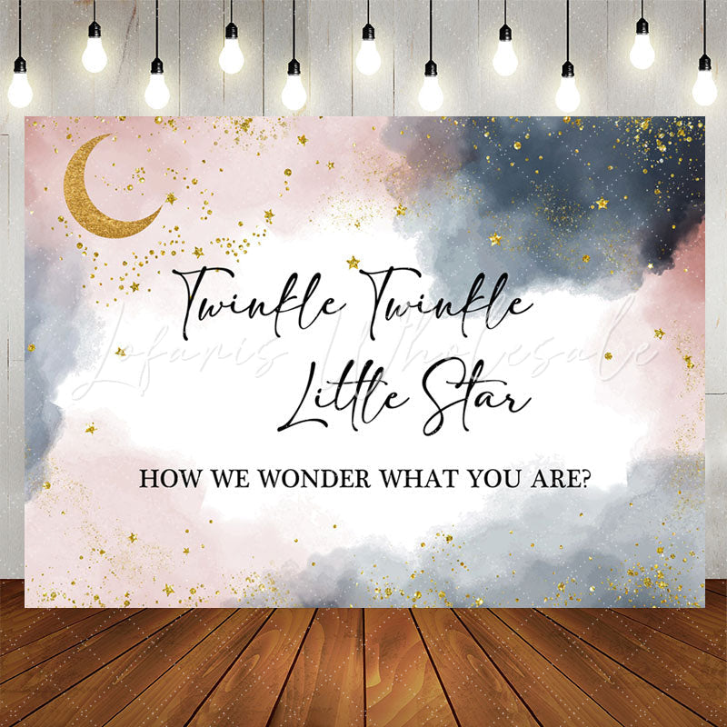 Lofaris Watercolor Gold Twinkle Star Baby Shower Backdrop