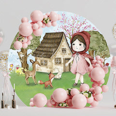 Watercolor Little Red Riding Hood Round Backdrop for Fairy Tale Party