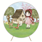 Watercolor Little Red Riding Hood Round Backdrop for Fairy Tale Party