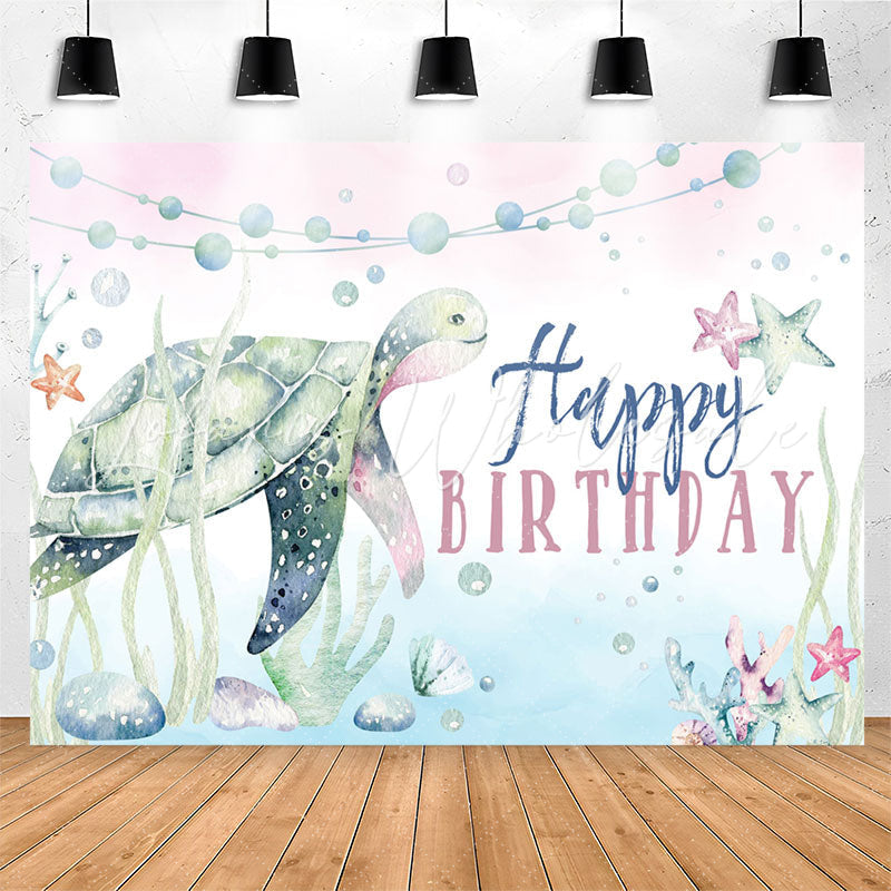 Lofaris Watercolor Ocean Turtle Starfish Birthday Backdrop
