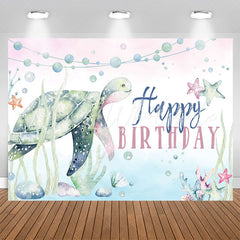 Lofaris Watercolor Ocean Turtle Starfish Birthday Backdrop