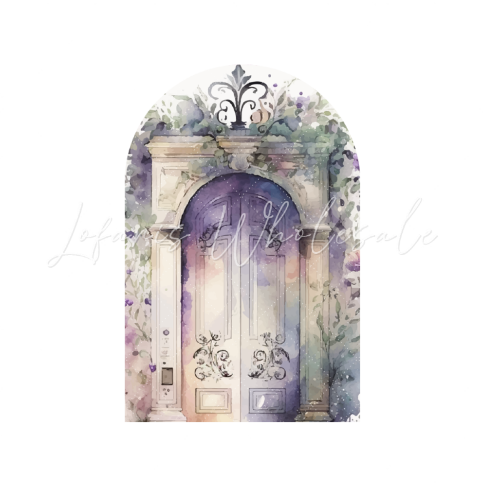Watercolor Purple Flower Door Gate Birthday Party Arch Backdrop Wall Cloth Cover
