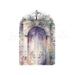 Watercolor Purple Flower Door Gate Birthday Party Arch Backdrop Wall Cloth Cover