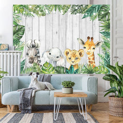 Lofaris Watercolor Safari Animals Backdrops for Baby Shower