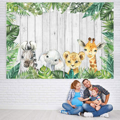 Lofaris Watercolor Safari Animals Backdrops for Baby Shower