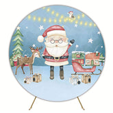 Watercolor Santa Round Backdrop for Holiday Cheer Celebration