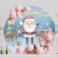 Watercolor Santa Round Backdrop for Holiday Cheer Celebration
