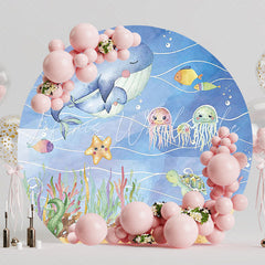 Watercolor Under the Sea Round Backdrop for Ocean Adventure