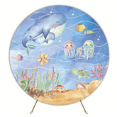 Watercolor Under the Sea Round Backdrop for Ocean Adventure