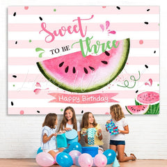 Lofaris Watermelon 3rd Birthday Photoshoot Backdrops for girl