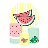 Watermelon Themed Round Backdrop and Cylinders Kit for Events