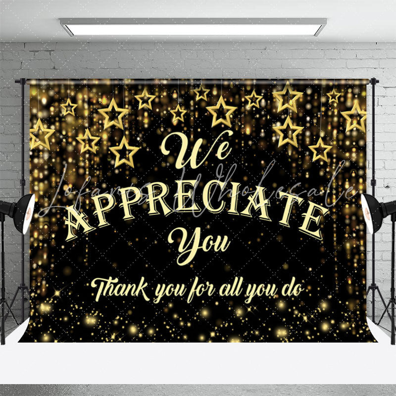 Lofaris We Appreciate You Gold Black Thanksgiving Backdrop