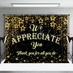 Lofaris We Appreciate You Gold Black Thanksgiving Backdrop