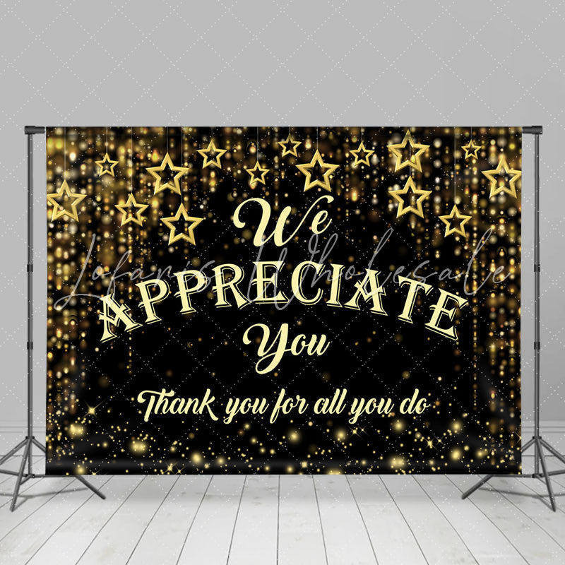 Lofaris We Appreciate You Gold Black Thanksgiving Backdrop