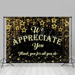 Lofaris We Appreciate You Gold Black Thanksgiving Backdrop