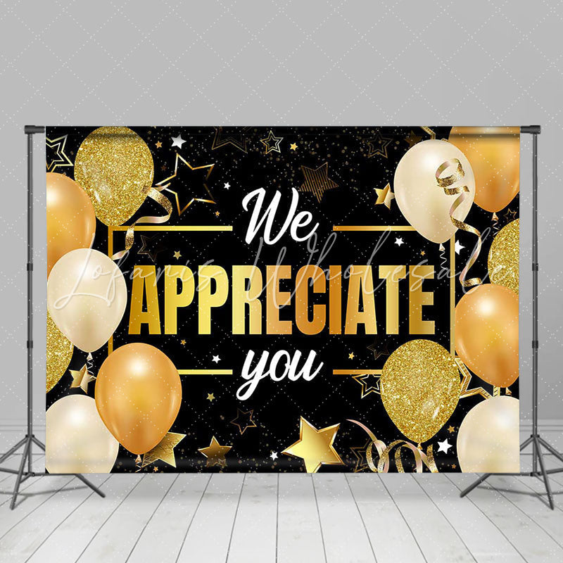 Lofaris We Appreciate You Golden Balloon Retirement Backdrop