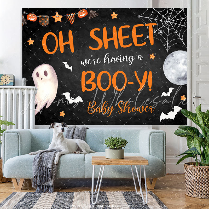 Lofaris We Are Having A Booy Halloween Baby Shower Backdrop