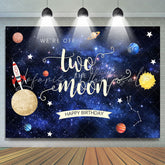 Lofaris We Are Off Two The Moon Happy Birthday Backdrop For Kid