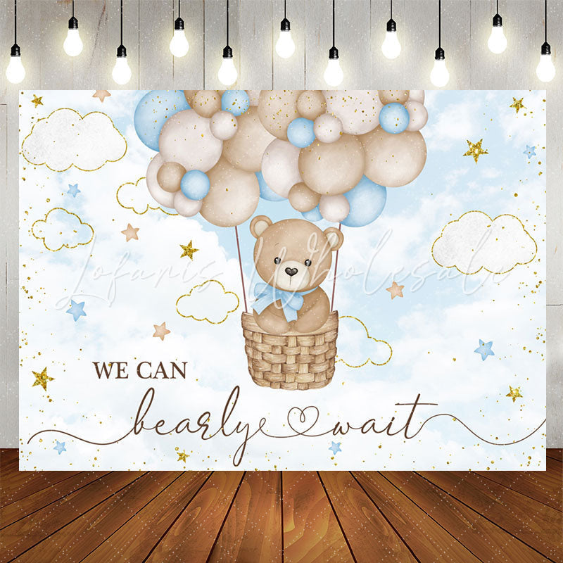 Lofaris We Can Barely Wait Bear Balloon Baby Shower Backdrop