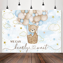 Lofaris We Can Barely Wait Bear Balloon Baby Shower Backdrop