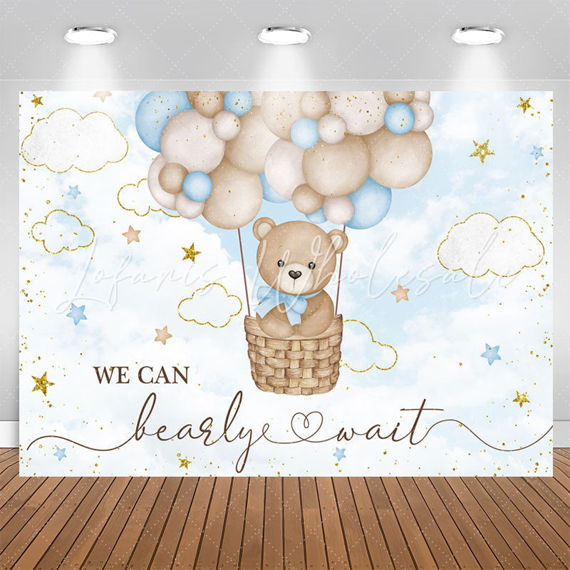 Lofaris We Can Barely Wait Bear Balloon Baby Shower Backdrop