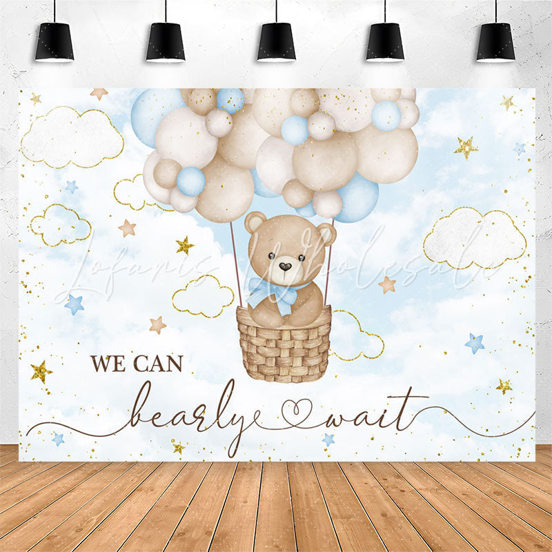 Lofaris We Can Barely Wait Bear Balloon Baby Shower Backdrop