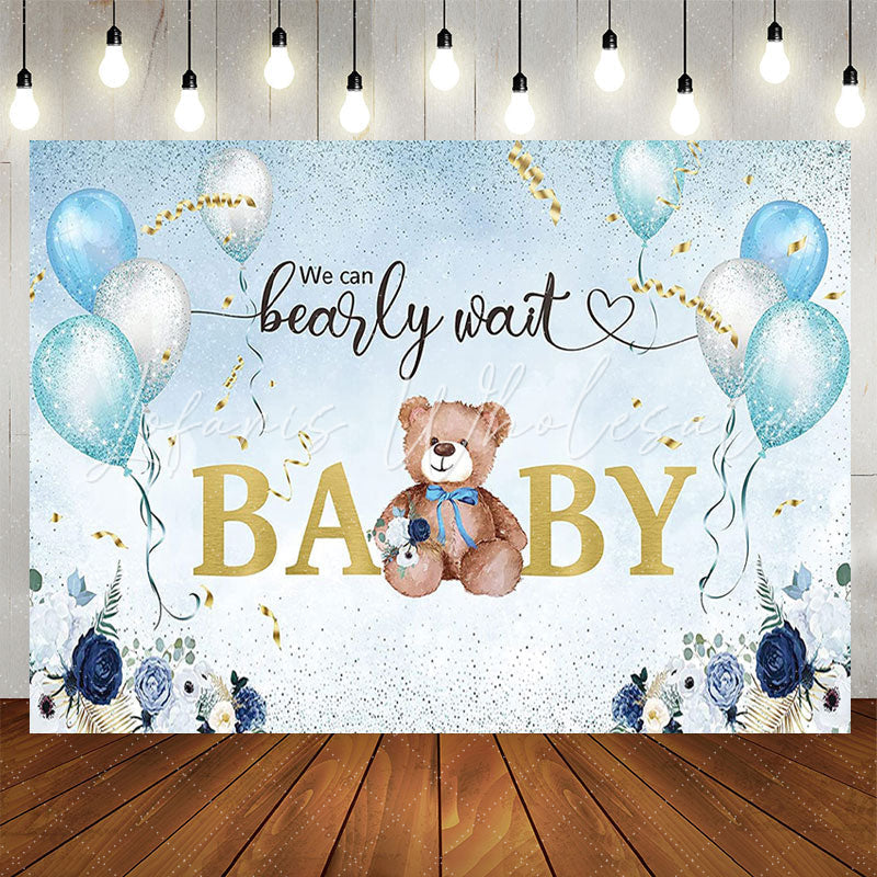 Lofaris We Can Bearly Wait Bear Floral Baby Shower Backdrop