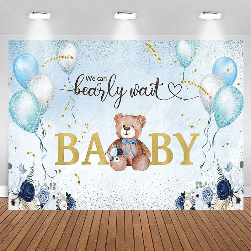 Lofaris We Can Bearly Wait Bear Floral Baby Shower Backdrop