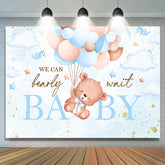 Lofaris We Can Bearly Wait Blue Balloon Baby Shower Backdrop