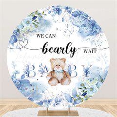 Lofaris We Can Bearly Wait Blue Flower Baby Shower Circle Backdrop
