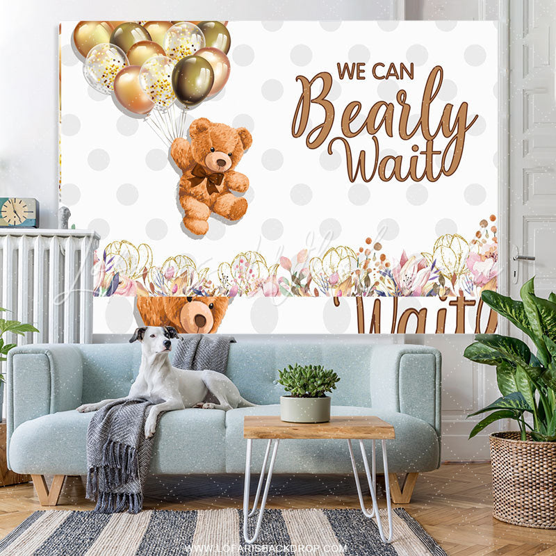 Lofaris We Can Bearly Wait Flying Bear Baby Shower Backdrop For Girl Boy