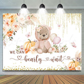 Lofaris We Can Bearly Wait Light Khaki Floral Baby Shower Backdrop