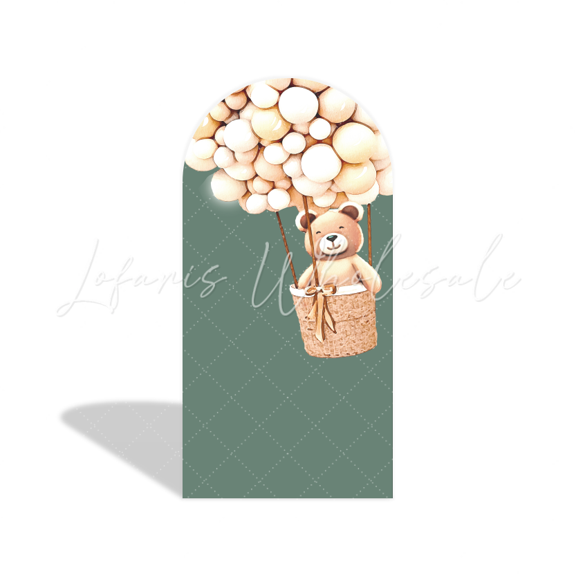 We Can Bearly Wait Oh Baby Hot Air Balloon Teddy Bear Birthday Party Arch Backdrop Wall Cloth Cover