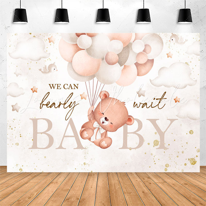 Lofaris We Can Bearly Wait Pink Balloon Baby Shower Backdrop