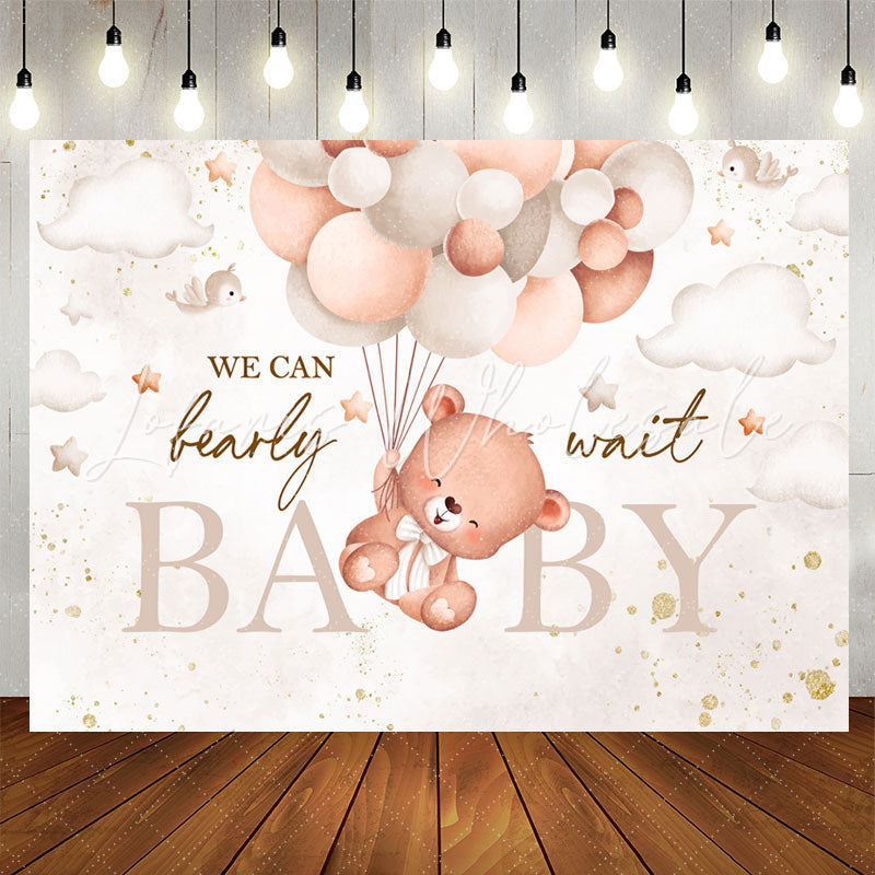 Lofaris We Can Bearly Wait Pink Balloon Baby Shower Backdrop