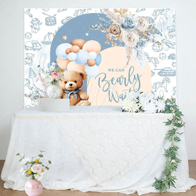 Lofaris We Can Bearly Wait Teddy Bear Baby Shower Backdrop