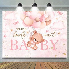 Lofaris We Can Bearly Wait Teddy Pink Baby Shower Backdrop