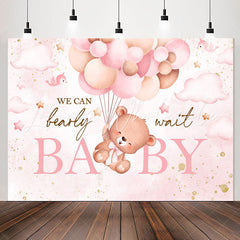 Lofaris We Can Bearly Wait Teddy Pink Baby Shower Backdrop