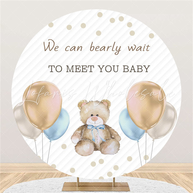 Lofaris We Can Bearly Wait To Meet You Baby Circle Backdrop