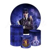 Wednesday Themed Round Backdrop and Cylinder Cover Kit for Events
