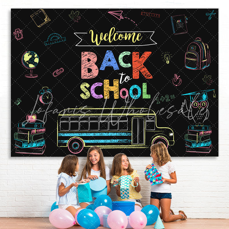 Lofaris Welcome Back to School Drawing Bus Photoshoot Backdrop